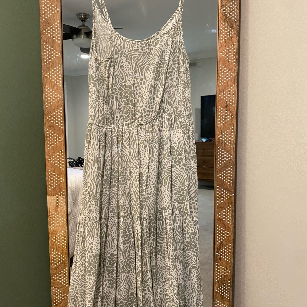 Vero Moda green printed midi summer dress